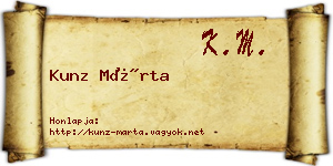 Kunz Márta névjegykártya